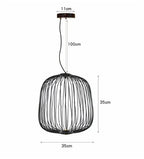 Italian Spokes Wire Cage Pendant Light in Gold for Staircase and Lobby