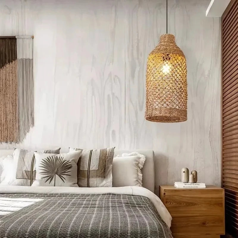 Bohemian Rattan Woven Pendant Light for Dining