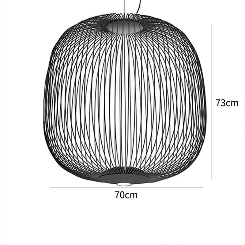 Italian Spokes Wire Cage Pendant Light in Gold for Staircase and Lobby
