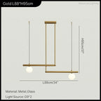 Nordic Minimalist Brass Pendant Light Linear Multi-Head