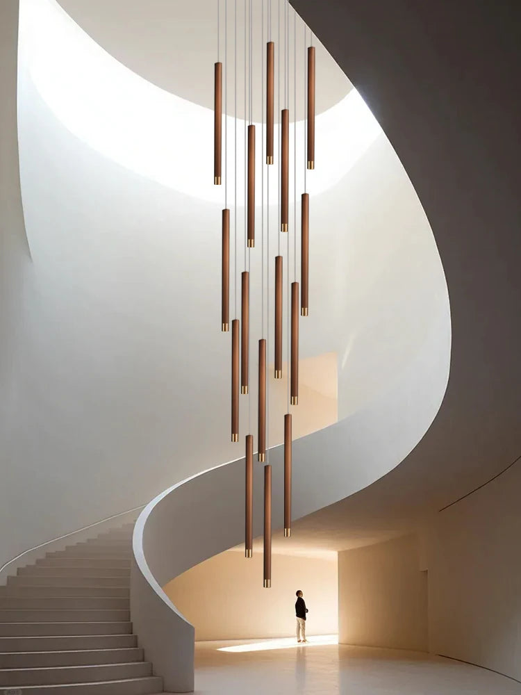 Minimalist Wood Pendant Light for Staircase