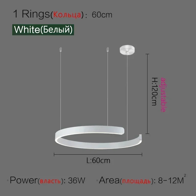 Nordic Copper Ring Pendant Light for Dining Room