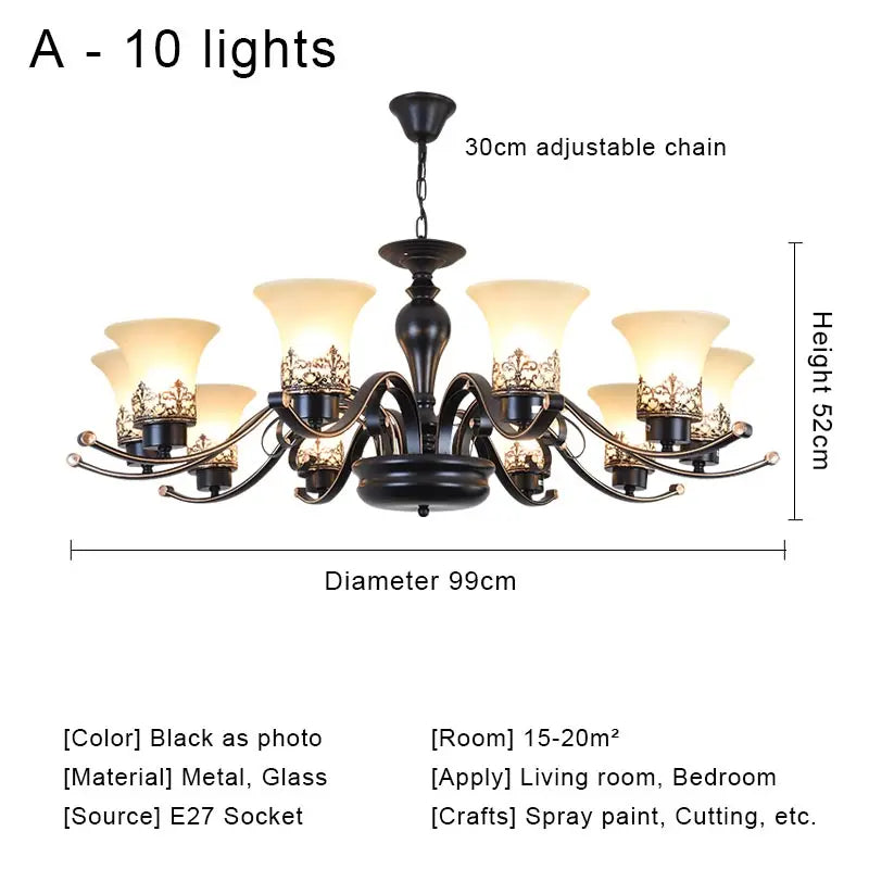 Vintage Iron Glass Pendant Chandelier Retro Loft