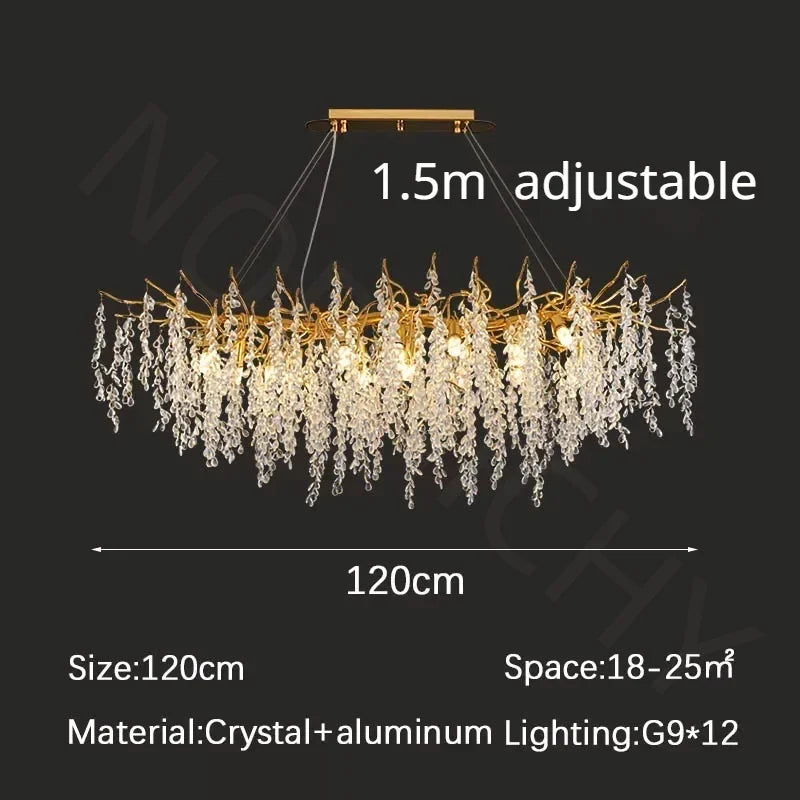 Branch-Shaped Modern Crystal LED Chandelier Pendant Light