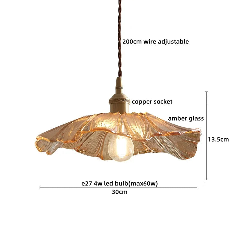Nordic Glass Pendant Light with Copper Fixture