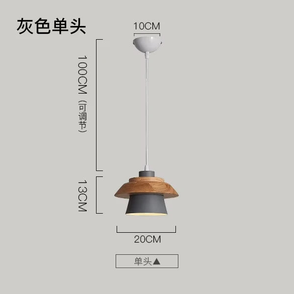 Nordic Wood and Macaron Metal Two Tier Pendant Light for Dining Nook