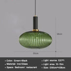 Vintage Striped Glass Pendant Light in Green Gray and Amber for Kitchen Island