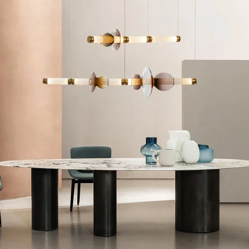 Minimalist Glass Pendant Light with Brass Accents