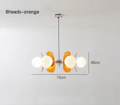 Retro Glass Pendant Light with Amber Accents