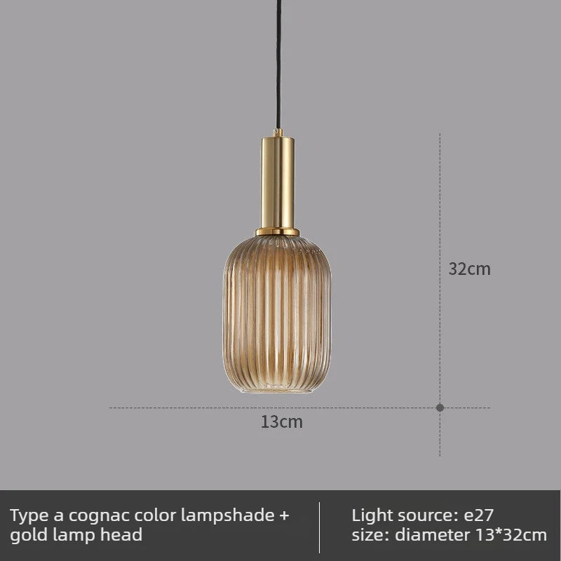 Lámpara colgante de cristal nórdico con acabado de cobre