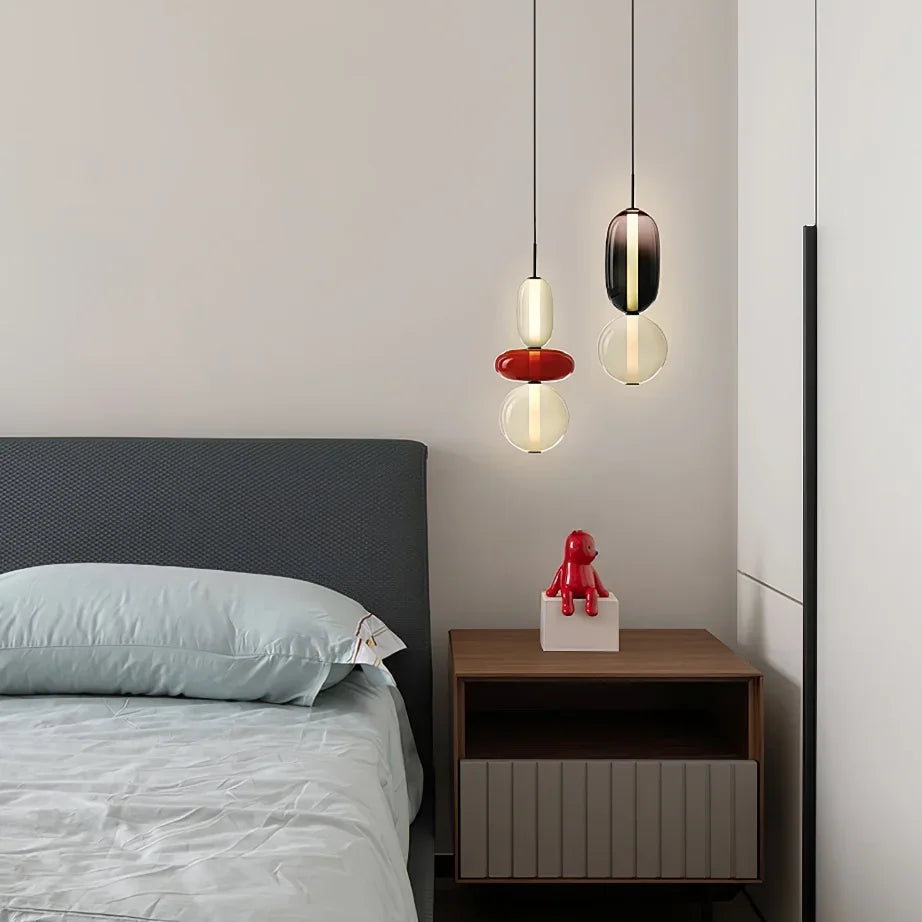 Designer Candy Glass Totem Pendant Light in Bold Colors for Dining Room