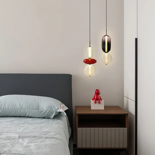 Designer Candy Glass Totem Pendant Light in Bold Colors for Dining Room