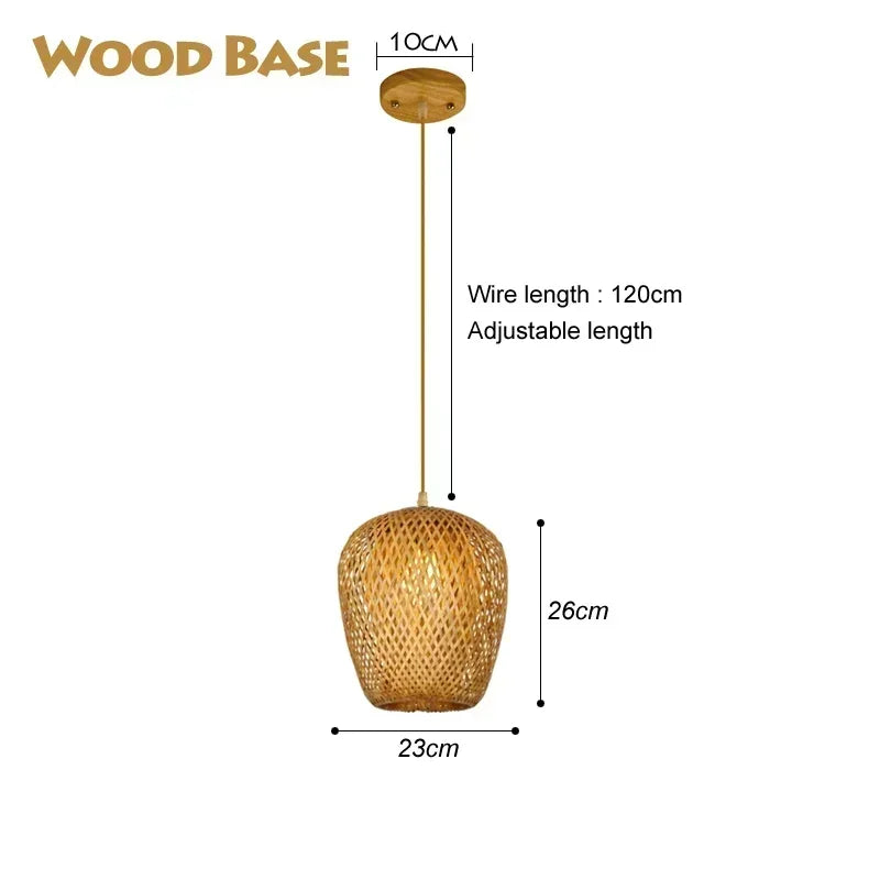 Bohemian Bamboo Rattan Pendant Light Woven