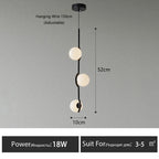 Lámpara colgante minimalista de hierro y cristal para sala de estar