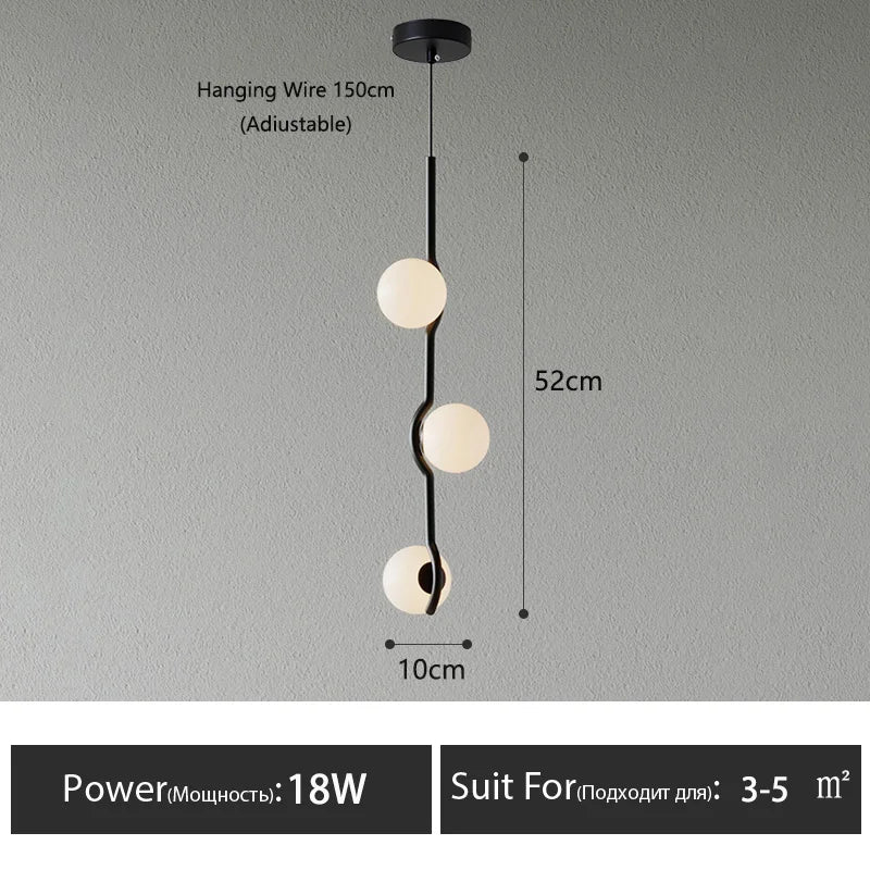 Minimalist Iron Glass Pendant Light for Living Room