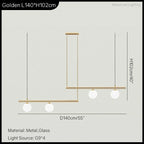Nordic Minimalist Brass Pendant Light Linear Multi-Head