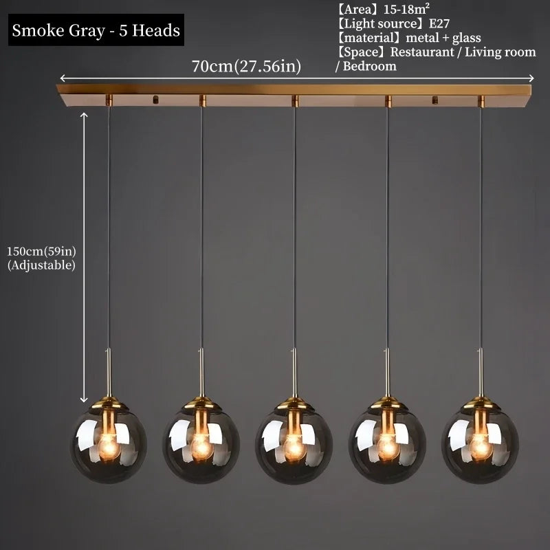 Nordic Glass Metal Pendant Light for Dining Room
