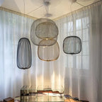 Italian Spokes Wire Cage Pendant Light in Gold for Staircase and Lobby