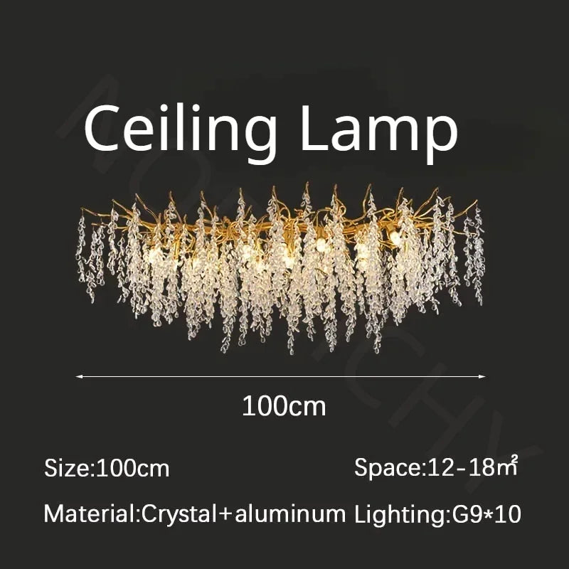 Branch-Shaped Modern Crystal LED Chandelier Pendant Light
