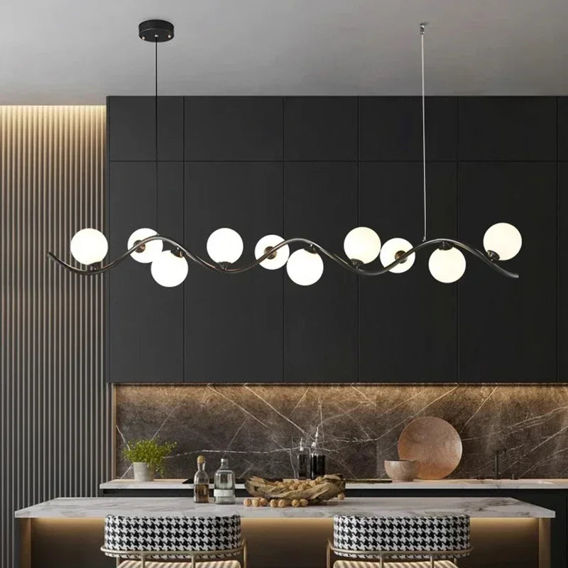 Nordic Iron Glass Ball Pendant Light for Dining Room