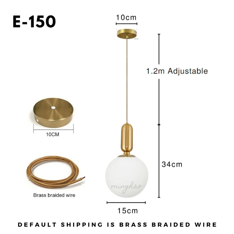 Lámpara Colgante Nórdica Minimalista de Bola de Cristal
