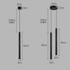 Lámpara colgante tubular de hierro minimalista para dormitorio