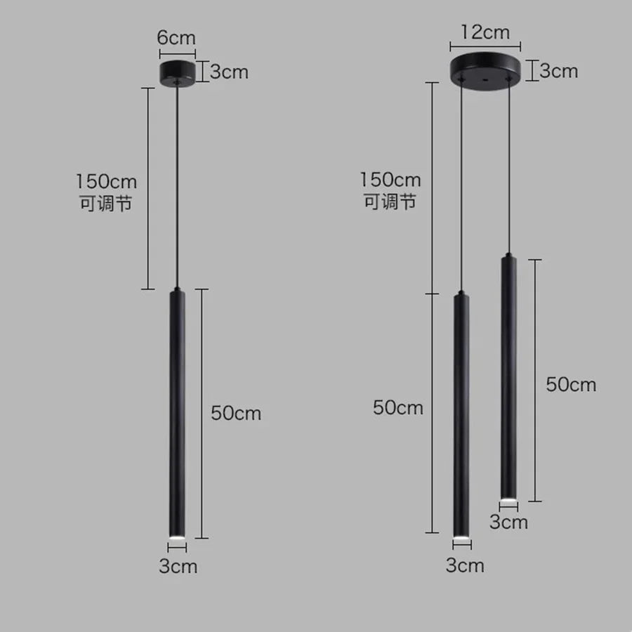 Minimalist Iron Tube Pendant Light for Bedroom