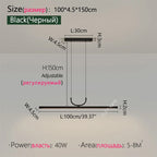 Minimalist Iron Pendant Light - Linear Hanging Lamp