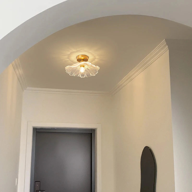 Vintage Flower Glass Pendant Light Collection with Brass Fitting for Bedroom