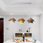 Nordic Wood and Macaron Metal Two Tier Pendant Light for Dining Nook