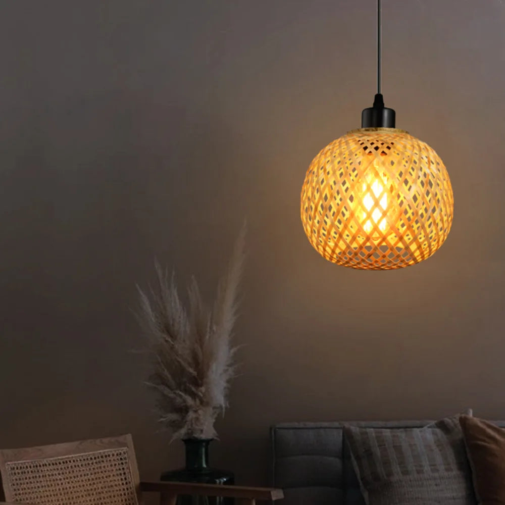 Bohemian Bamboo Rattan Pendant Light for Dining
