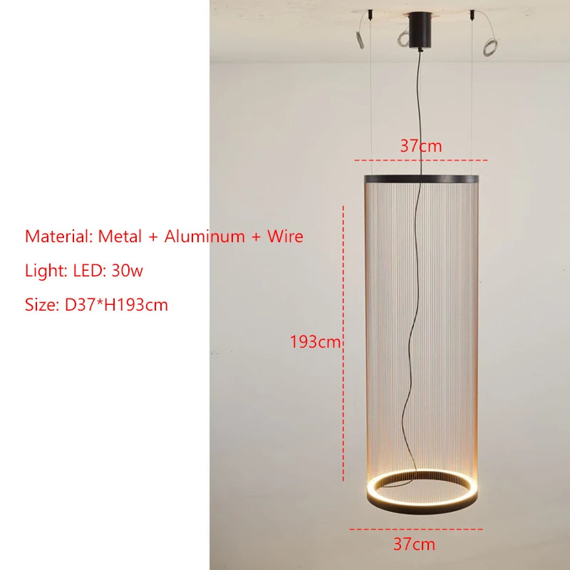 Wabi Sabi Mesh Cone Pendant Light with LED Ring for Staircase and Loft