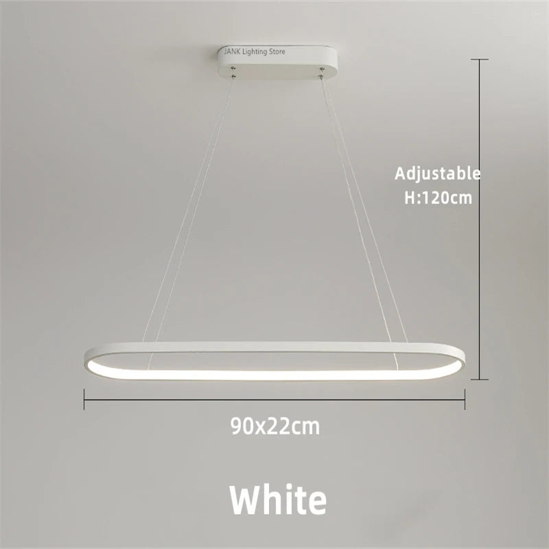 Minimalist LED Pendant Light Oval Strip Design