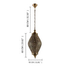 Moroccan Pierced Metal Teardrop Pendant Light for Dining Room and Hallway
