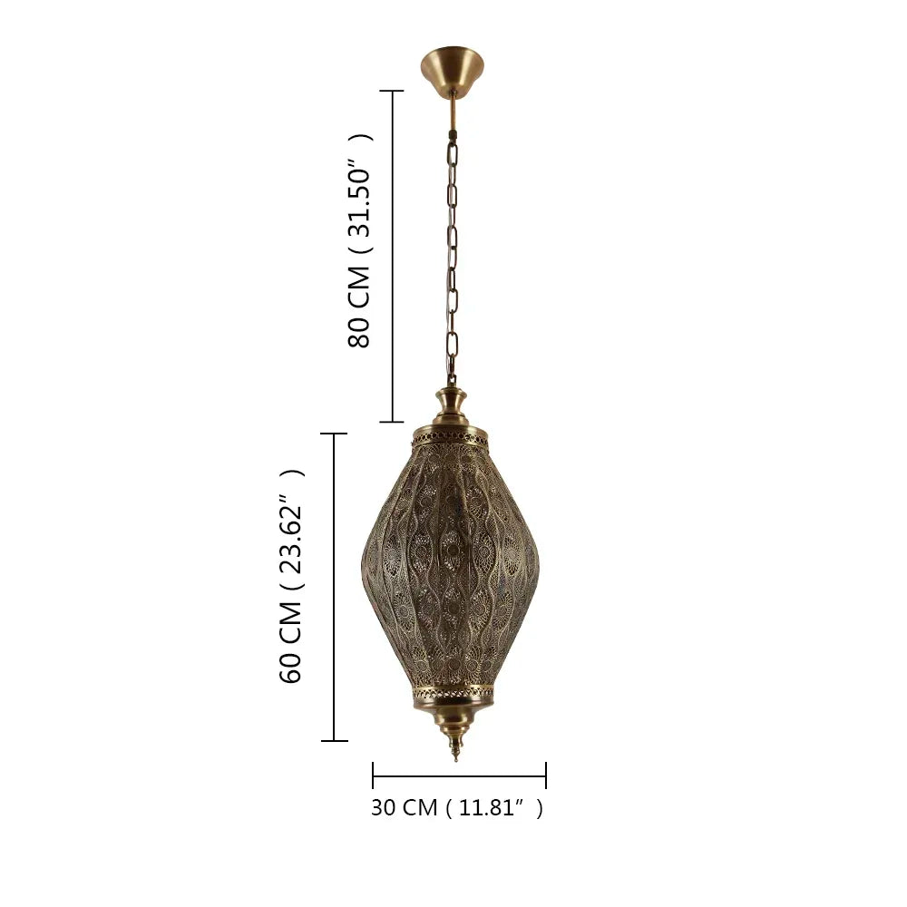 Moroccan Pierced Metal Teardrop Pendant Light for Dining Room and Hallway
