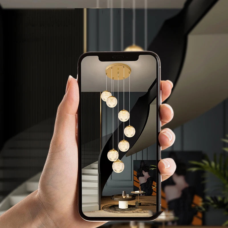 Lámpara Colgante Moderna de Cristal para Escalera