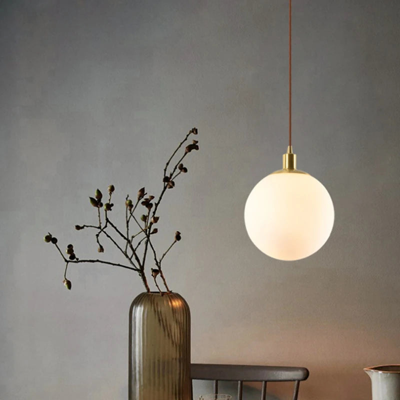 Nordic Brass Glass Pendant Light for Dining Room