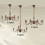 Candelabro de hierro negro con detalles de cristal