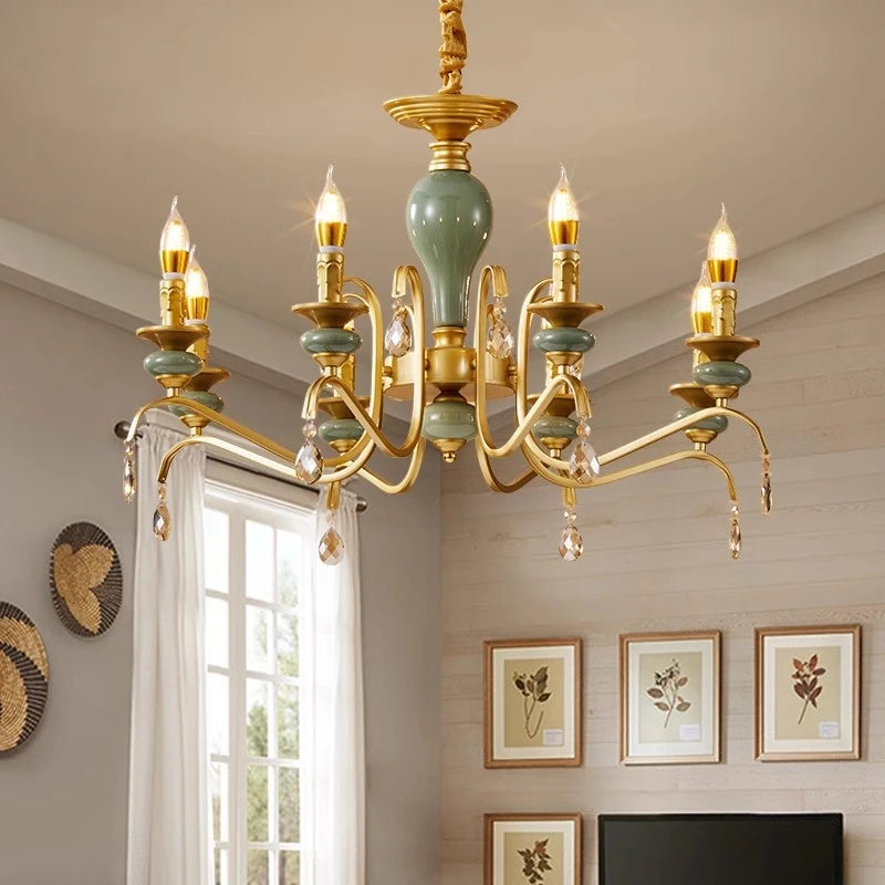 Mediterranean Ceramic Chandelier - Elegant Living Room Lighting