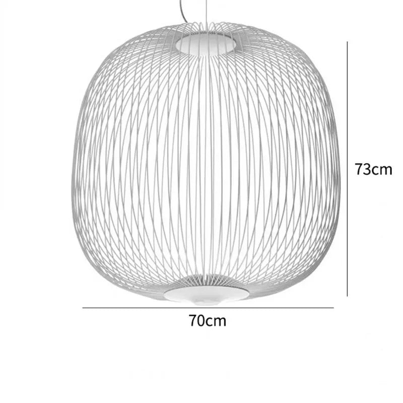 Italian Spokes Wire Cage Pendant Light in Gold for Staircase and Lobby