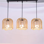 Bohemian Rattan Pendant Light 3-Head Hanging Lamp