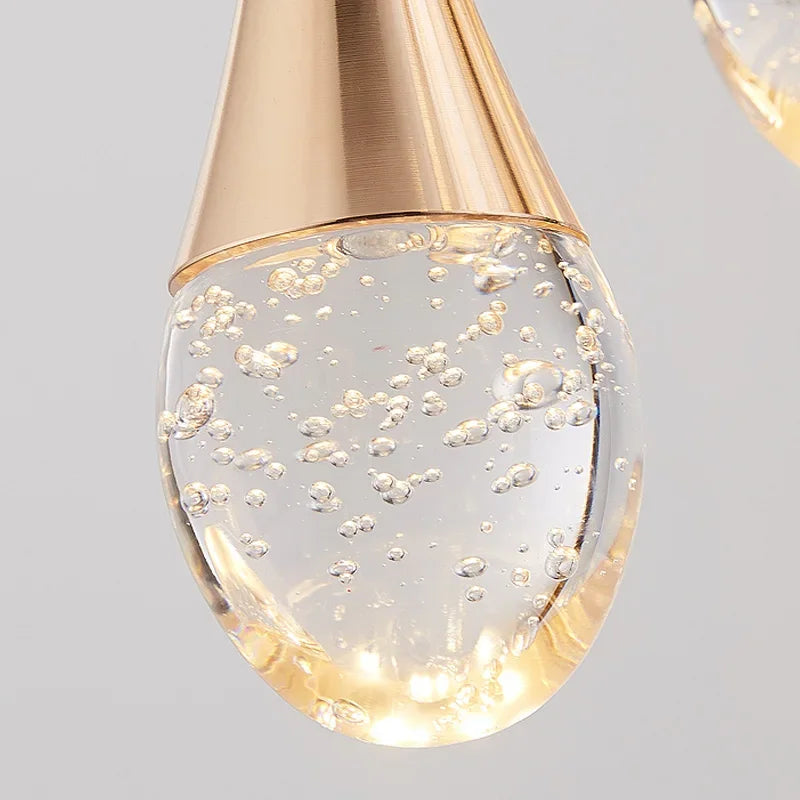 Modern Crystal LED Chandelier - Gold Hallway Hanging Light