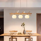 Nordic Wood Pendant Light with Glass Shades