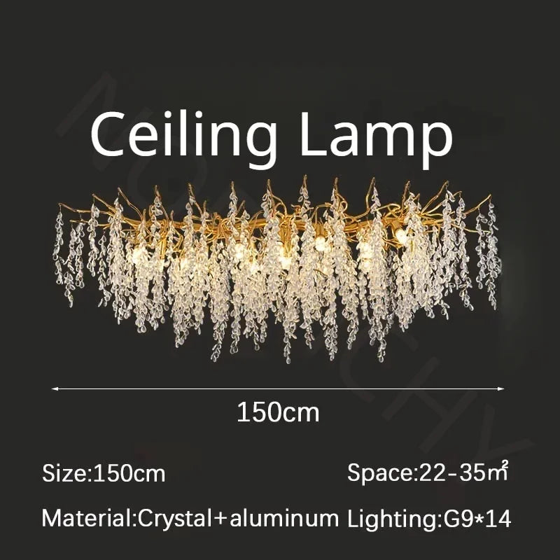 Branch-Shaped Modern Crystal LED Chandelier Pendant Light