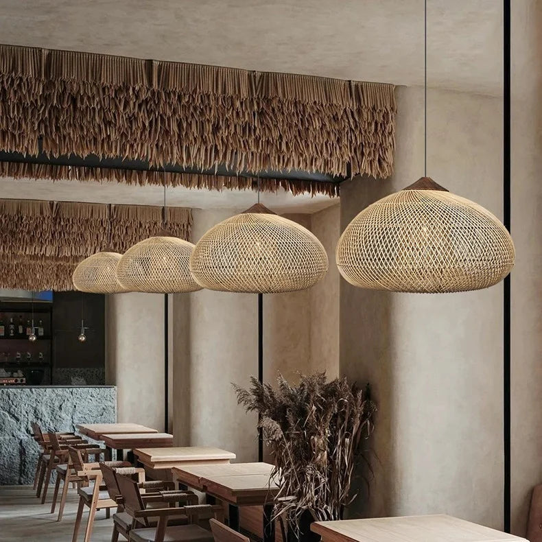 Bohemian Rattan Pendant Light for Dining Room