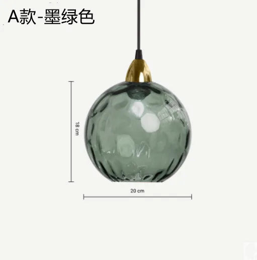 Nordic Dimpled Glass Ball Pendant Light in Jewel Colors for Kitchen