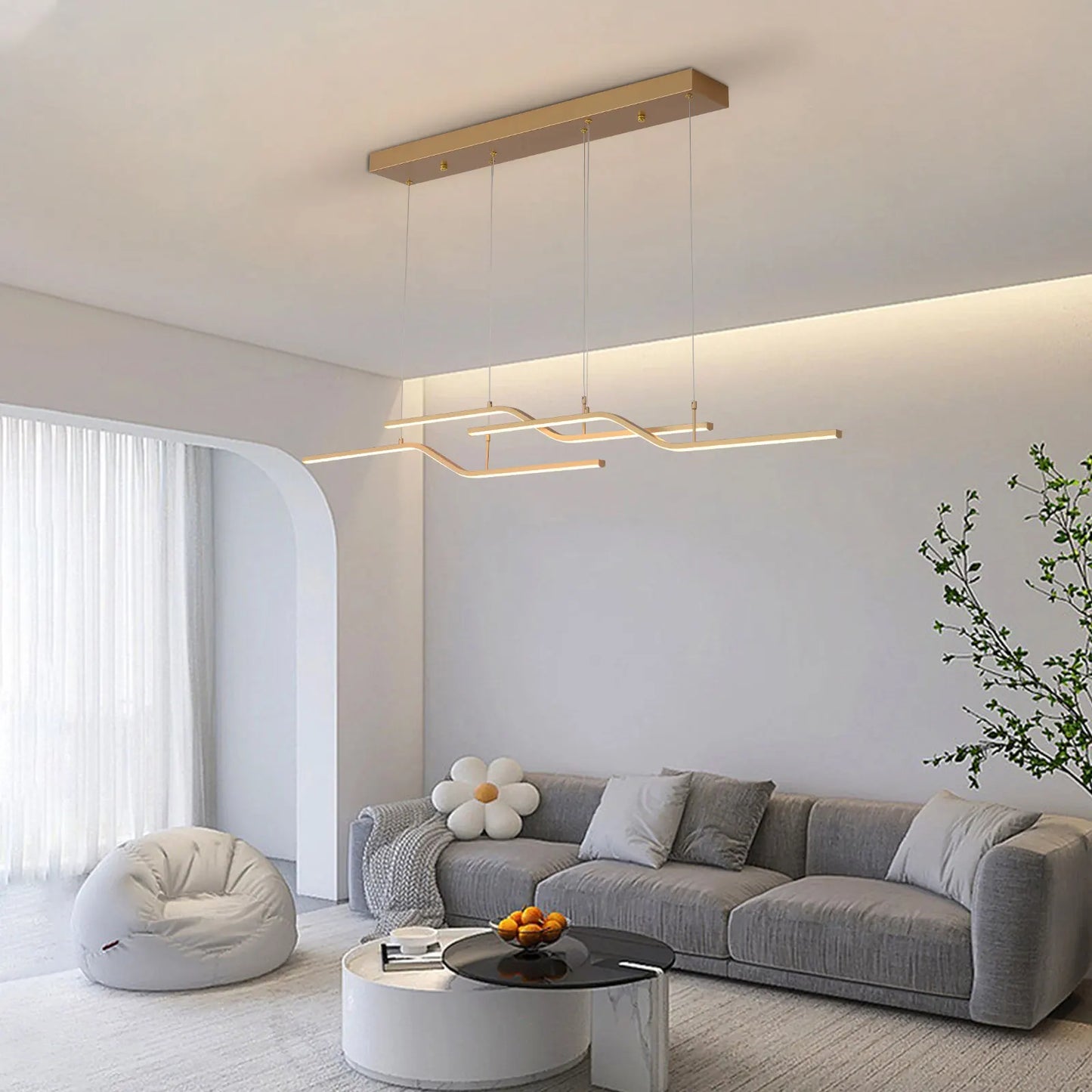 Minimalist Gold Linear Pendant Light for Dining