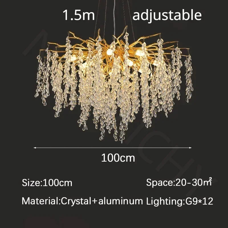Branch-Shaped Modern Crystal LED Chandelier Pendant Light