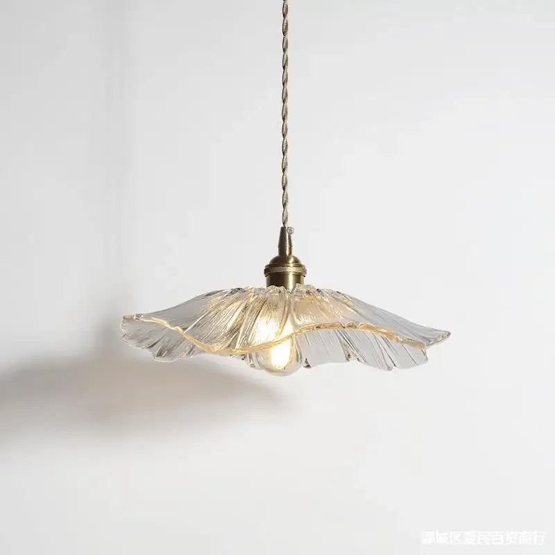 Lámpara colgante nórdica de cristal con forma de flor para dormitorio