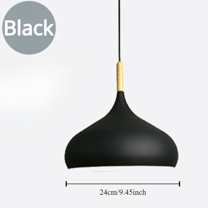 Modern Macaron Aluminum and Wood Pendant Light in Seven Colors for Kitchen
